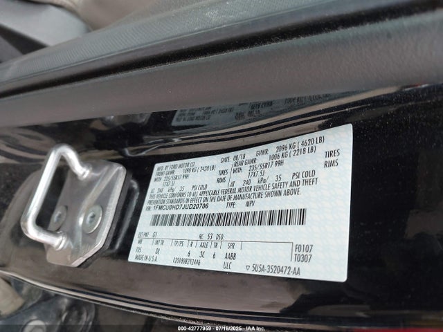 1FMCU0HD7JUD20706 Ford 1.5l gtdi sigma w/premium fuel