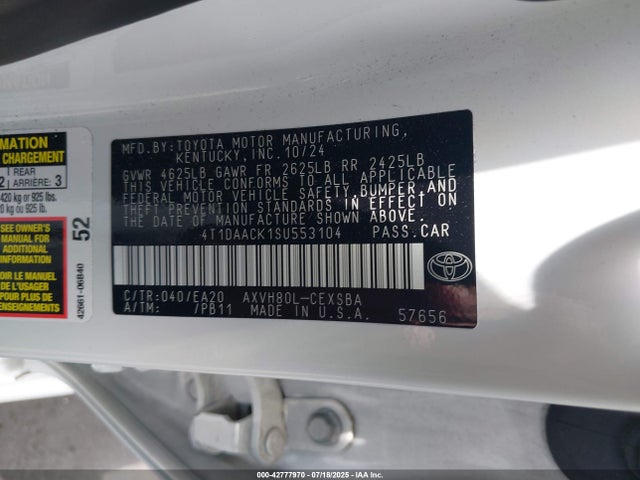 Toyota a25a-fxs 2025 4T1DAACK1SU553104 Image 9