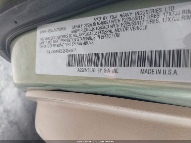2006 SUBARU OUTBACK 4S4BP86C964355637 Photo 8