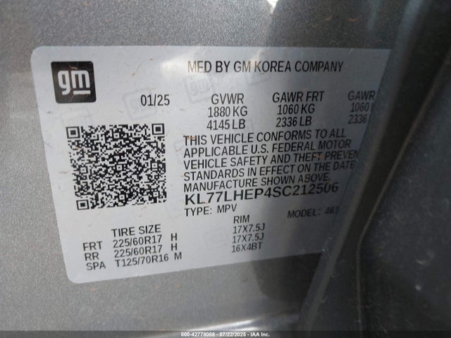 KL77LHEP4SC212506 Chevrolet lbp