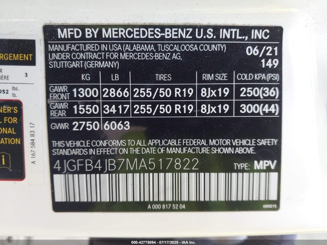 Mercedes-Benz m264 2021 4JGFB4JB7MA517822 Image 21