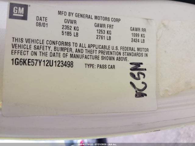 2002 CADILLAC DEVILLE 1G6KE57Y12U123498 Photo 8
