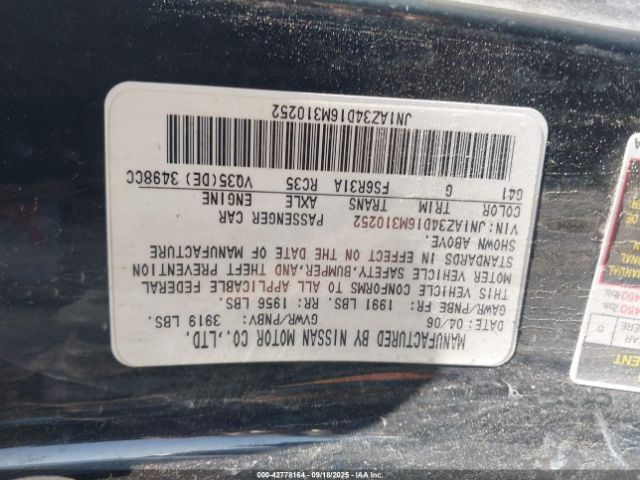2006 NISSAN 350Z JN1AZ34D16M310252 Photo 8
