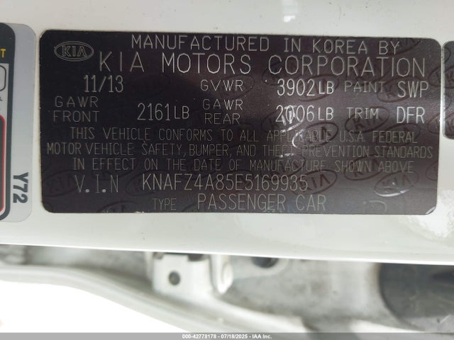 KNAFZ4A85E5169935 KIA Forte