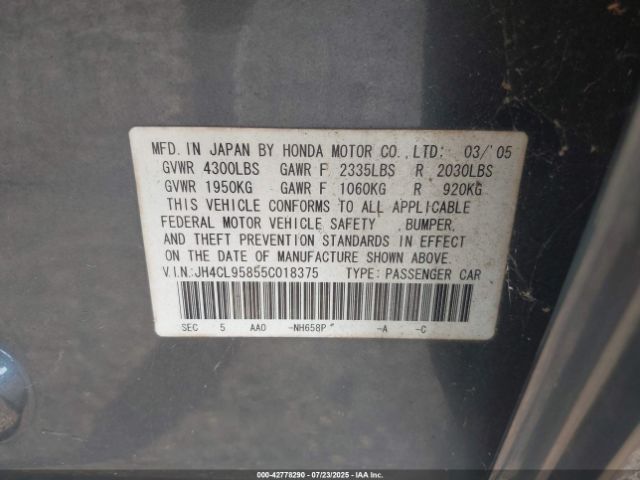 2005 ACURA TSX JH4CL95855C018375 Photo 8