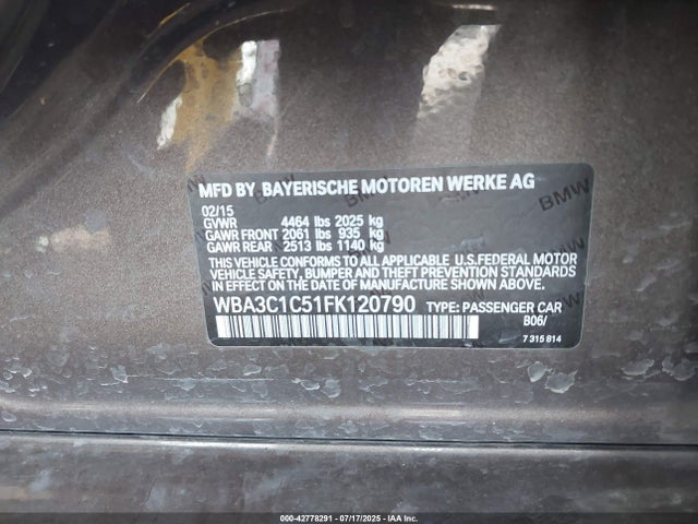 BMW 2015 2015 WBA3C1C51FK120790 Image 9