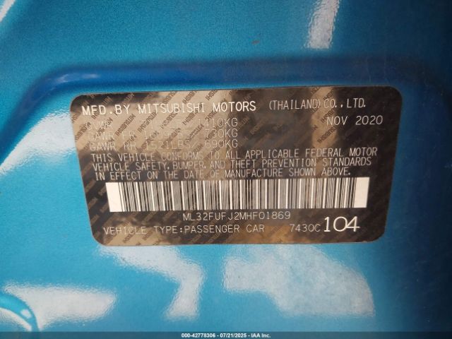 2021 MITSUBISHI MIRAGE G4 ML32FUFJ2MHF01869 Photo 8