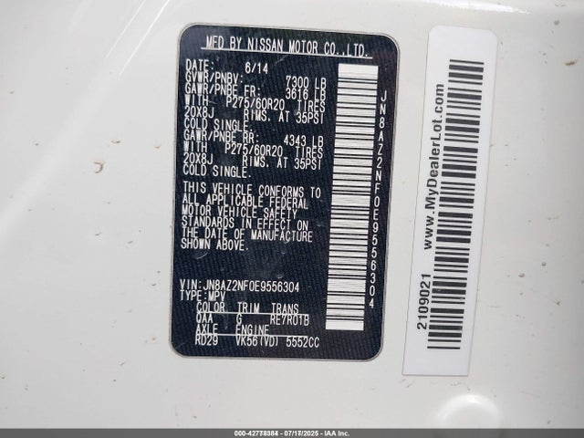 JN8AZ2NF0E9556304 Infiniti QX80