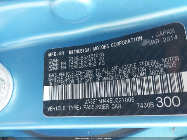 2014 MITSUBISHI I-MIEV JA3215H44EU021006 Photo 8