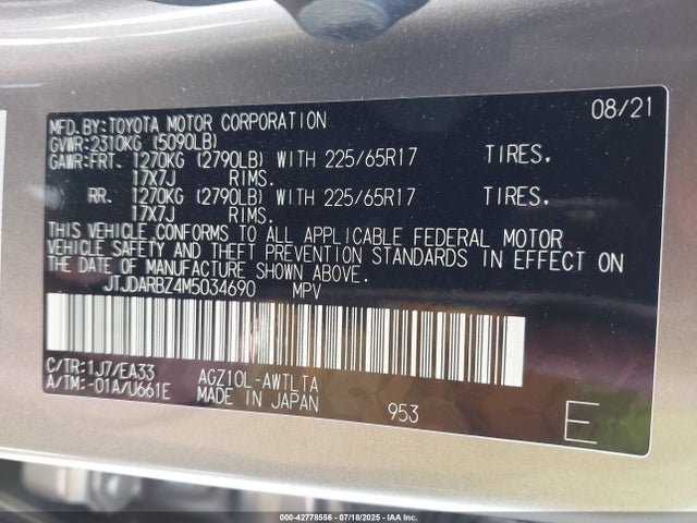JTJDARBZ4M5034690 Lexus 8ar-fts
