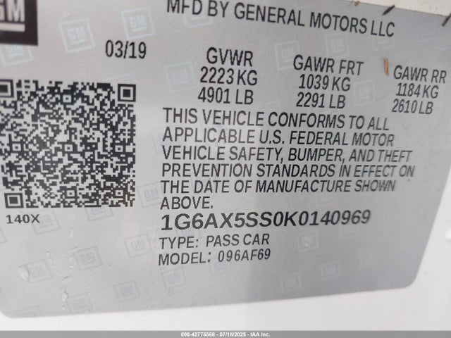 2019 CADILLAC CTS 1G6AX5SS0K0140969 Photo 8