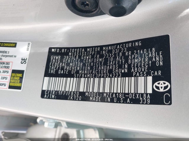 Toyota m20a-fks 2023 5YFB4MDE3PP024223 Image 9