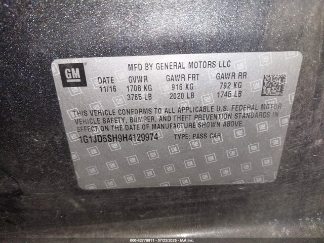 1G1JD5SH9H4129974 Chevrolet luw - mfi, e85 max