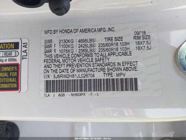 5J6RW2H81JL028704 Honda l15be