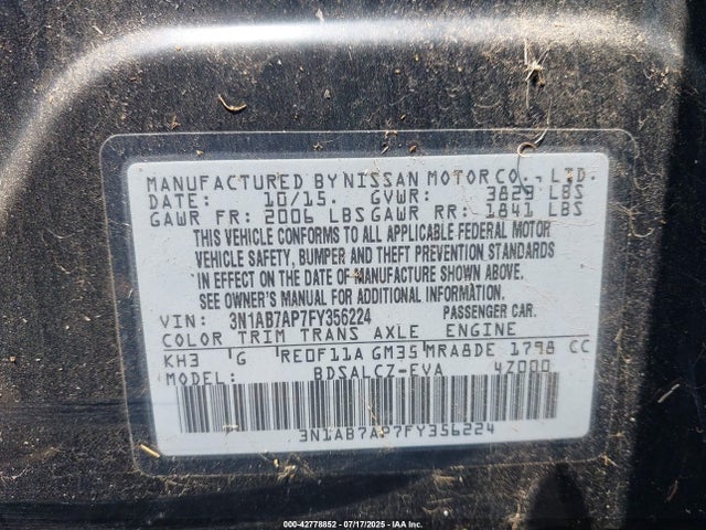 3N1AB7AP7FY356224 Nissan 2015