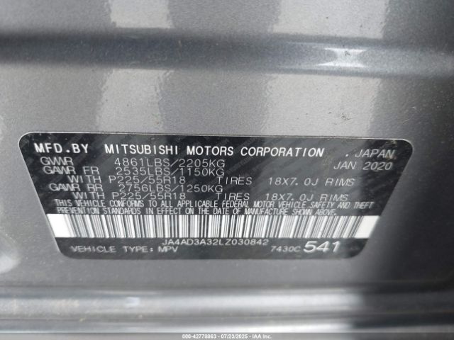 2020 MITSUBISHI OUTLANDER JA4AD3A32LZ030842 Photo 8