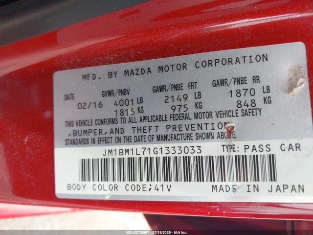 JM1BM1L71G1333033 Mazda pe