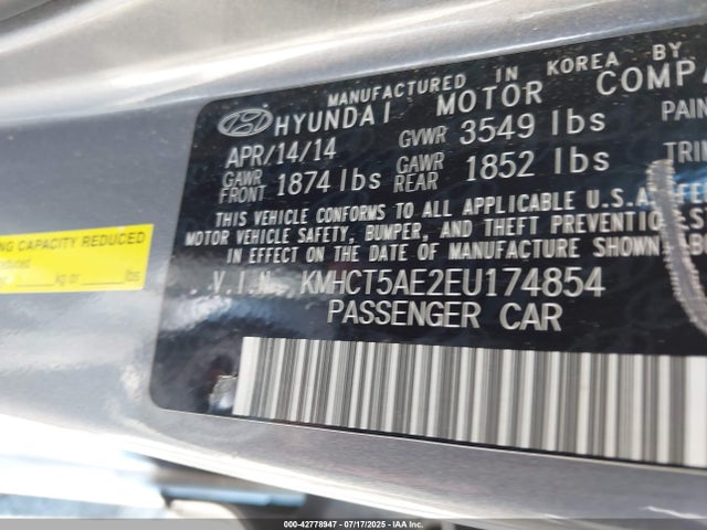 Hyundai dohc gdi gamma 2014 KMHCT5AE2EU174854 Image 9