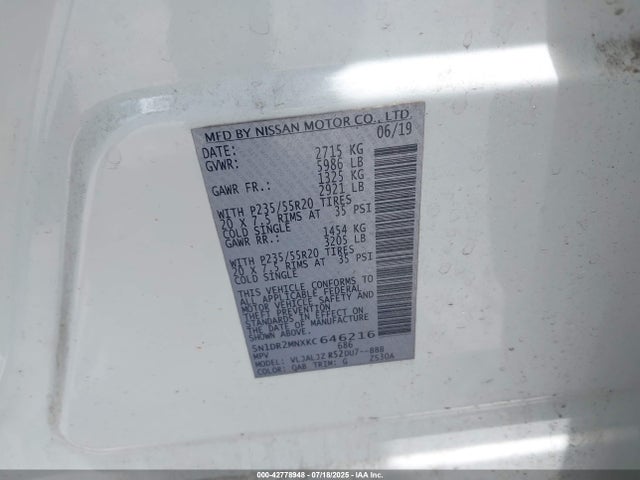 5N1DR2MNXKC646216 Nissan 2019
