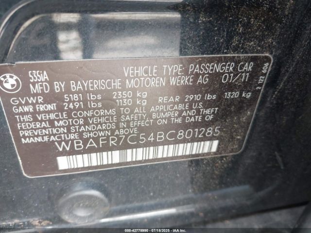 2011 BMW 535I WBAFR7C54BC801285 Photo 8