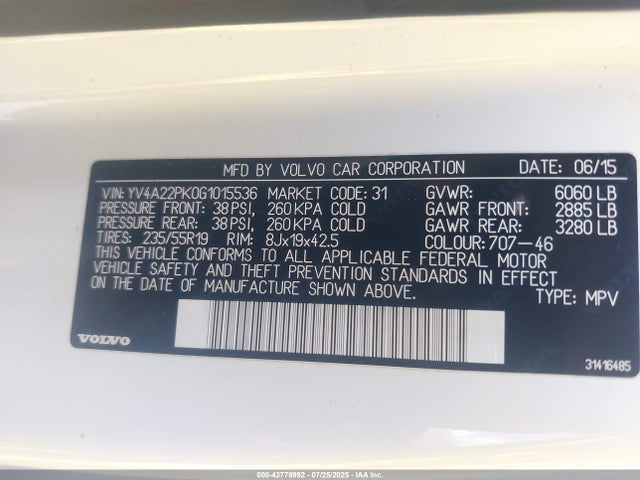 YV4A22PK0G1015536 Volvo Xc90 T6 Momentum