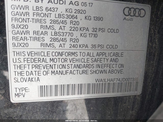2018 AUDI Q7 WA1LHAF74JD000393 Photo 8