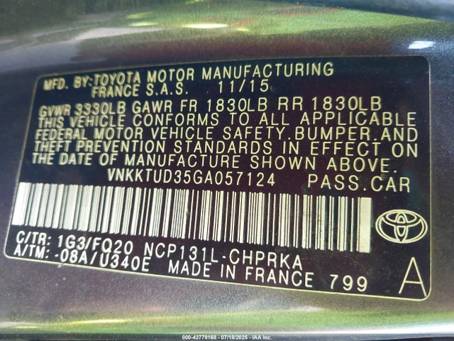 VNKKTUD35GA057124 Toyota 1nz-fe