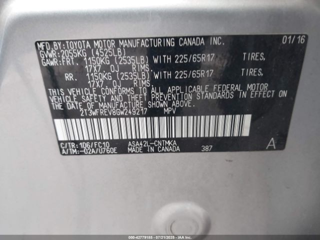 2016 TOYOTA RAV4 2T3WFREV8GW249217 Photo 8
