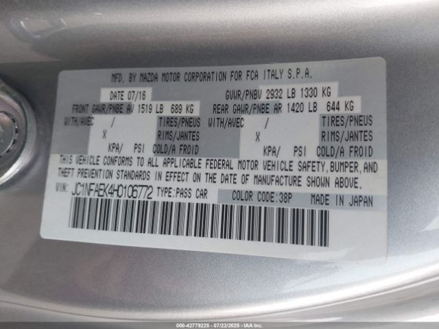 2017 FIAT 124 SPIDER JC1NFAEK4H0106772 Photo 8