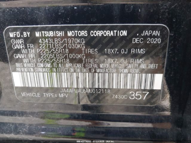 2021 MITSUBISHI OUTLANDER SPORT JA4APVAU5MU012118 Photo 8
