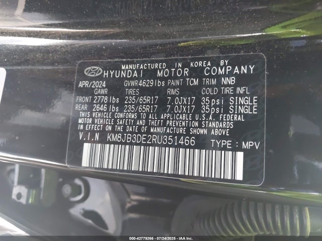 Hyundai gdi theta iii 2024 KM8JB3DE2RU351466 Image 9