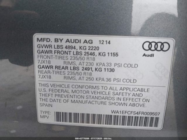 2015 AUDI Q3 WA1EFCFS4FR009507 Photo 8