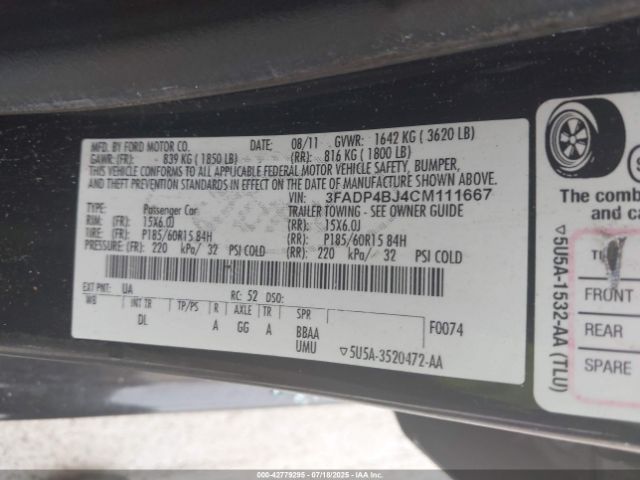 2012 FORD FIESTA 3FADP4BJ4CM111667 Photo 8