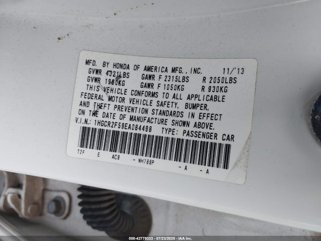 Honda k24w1 2014 1HGCR2F59EA084498 Image 9