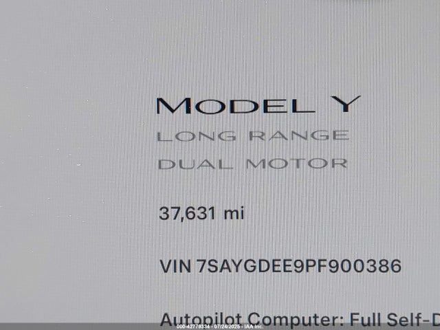 7SAYGDEE9PF900386 Tesla Model Y