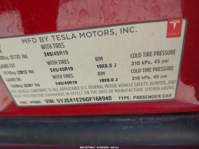 2016 TESLA MODEL S 5YJSA1E26GF168940 Photo 8