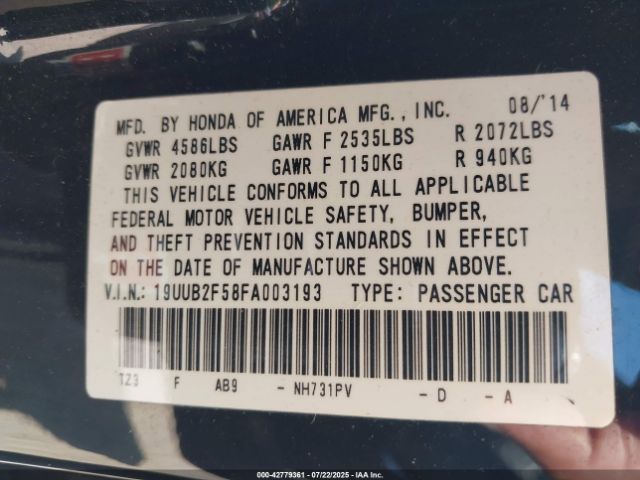 2015 ACURA TLX 19UUB2F58FA003193 Photo 8