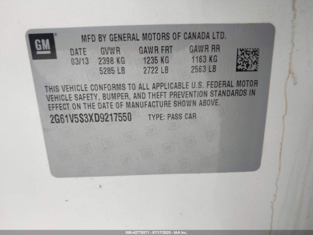 2013 CADILLAC XTS 2G61V5S3XD9217550 Photo 8