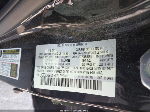 Mazda cav federal/canada 2015 JM3TB2CA5F0465879 Image 9