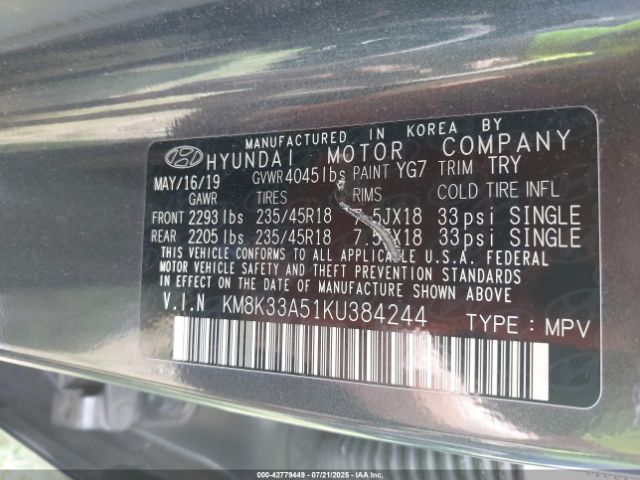 2019 HYUNDAI KONA KM8K33A51KU384244 Photo 8