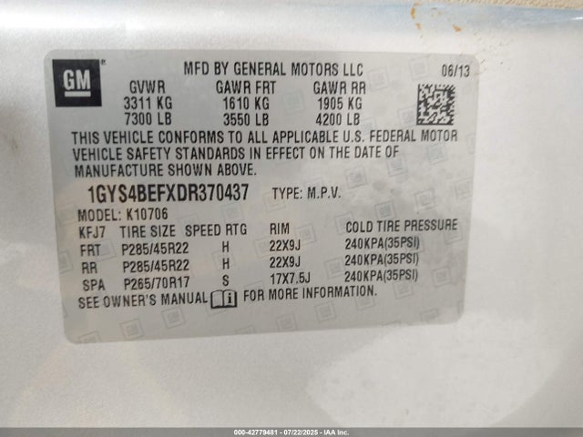 2013 CADILLAC ESCALADE 1GYS4BEFXDR370437 Photo 8
