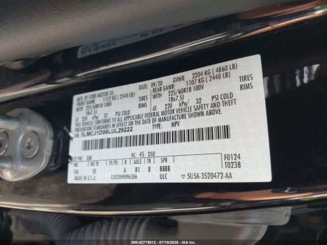 2020 LINCOLN CORSAIR 5LMCJ1D98LUL29222 Photo 8