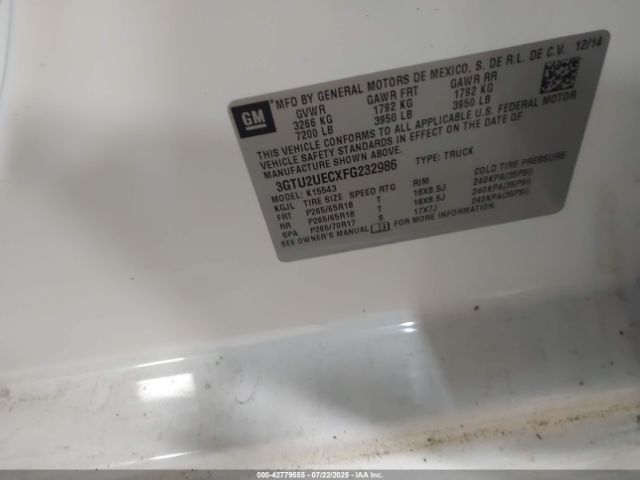 2015 GMC SIERRA 1500 3GTU2UECXFG232986 Photo 8