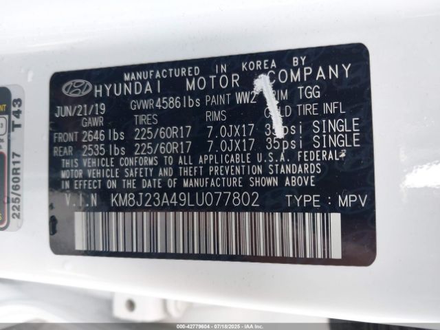 2020 HYUNDAI TUCSON KM8J23A49LU077802 Photo 8
