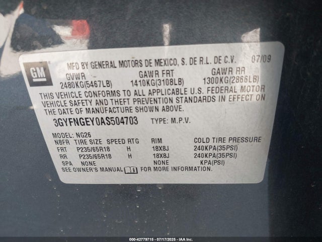 2010 CADILLAC SRX 3GYFNGEY0AS504703 Photo 8