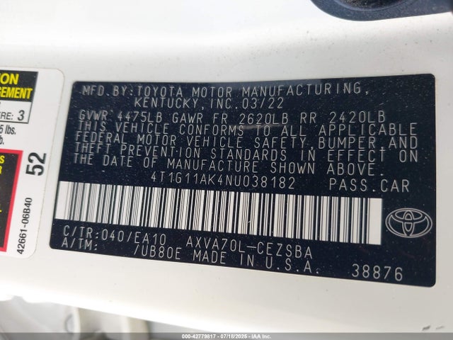 4T1G11AK4NU038182 Toyota a25a-fks
