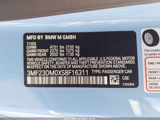 3MF23DM0XS8F16311 BMW 2025