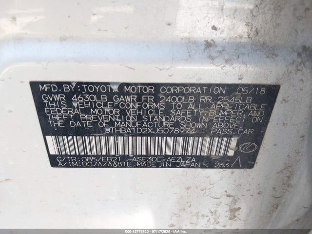 Lexus 8ar-fts 2018 JTHBA1D2XJ5078974 Image 9