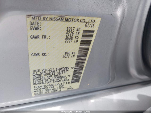 1N4AL3AP8GC164216 Nissan 2016