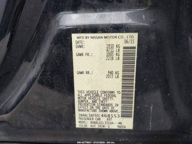 Nissan Altima 2015 1N4AL3AP3FC468553 Image 9